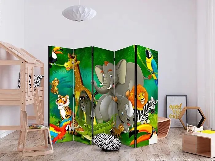 Paraván - Colourful Safari II [Room Dividers] Veľkosť: 225x172, Verzia: Jednostranný