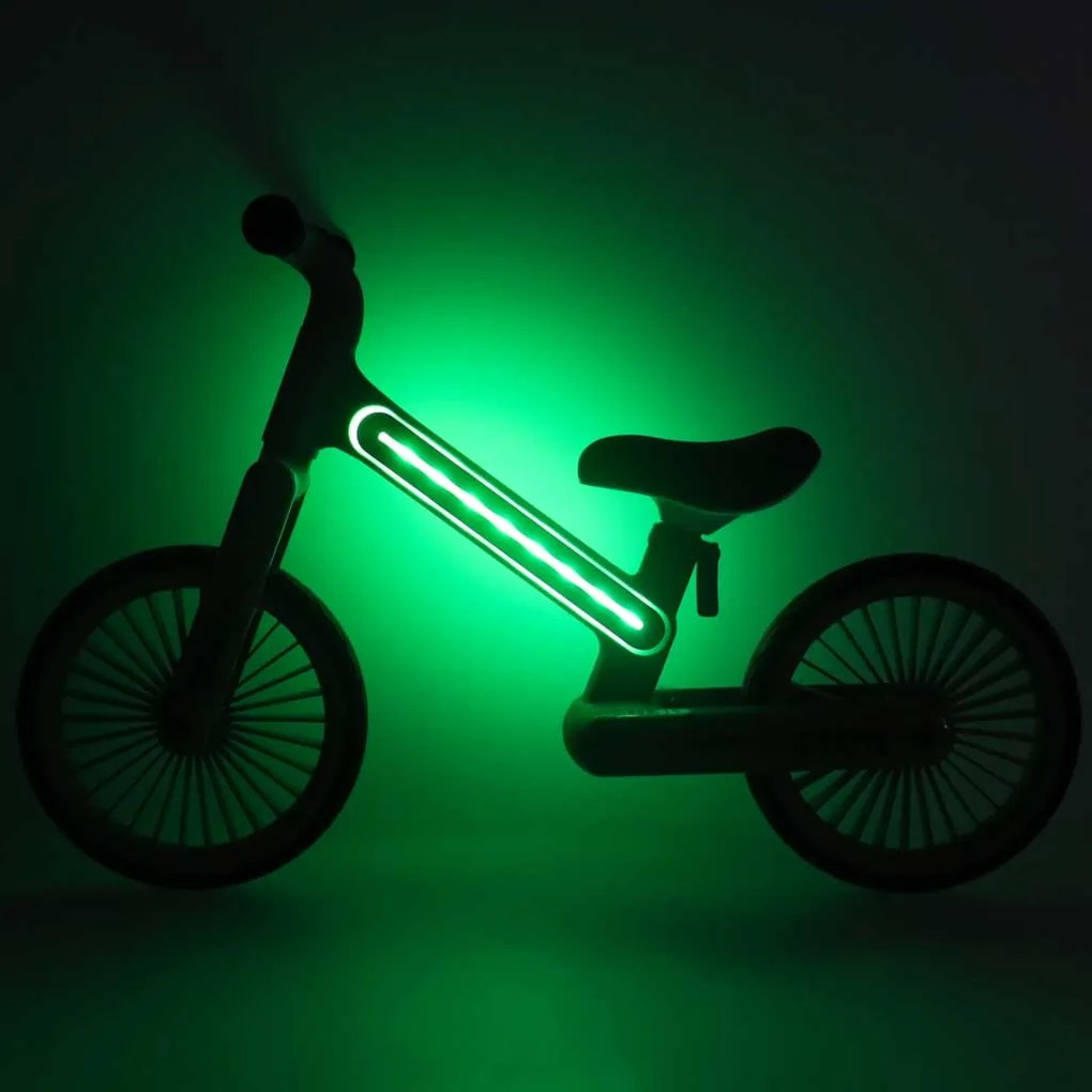 KIK Trike Fix Glow detský bežecký bicykel s RGB LED, neónovo zelený