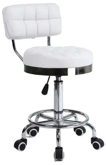 LuxuryForm DESIGN Stolička LEON na striebornej základni s kolieskami - biela