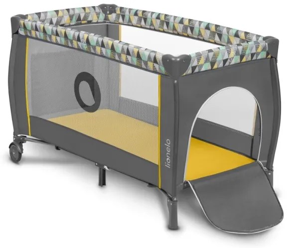 Lionelo - Cestovná postieľka SVEN PLUS sivá/žltá