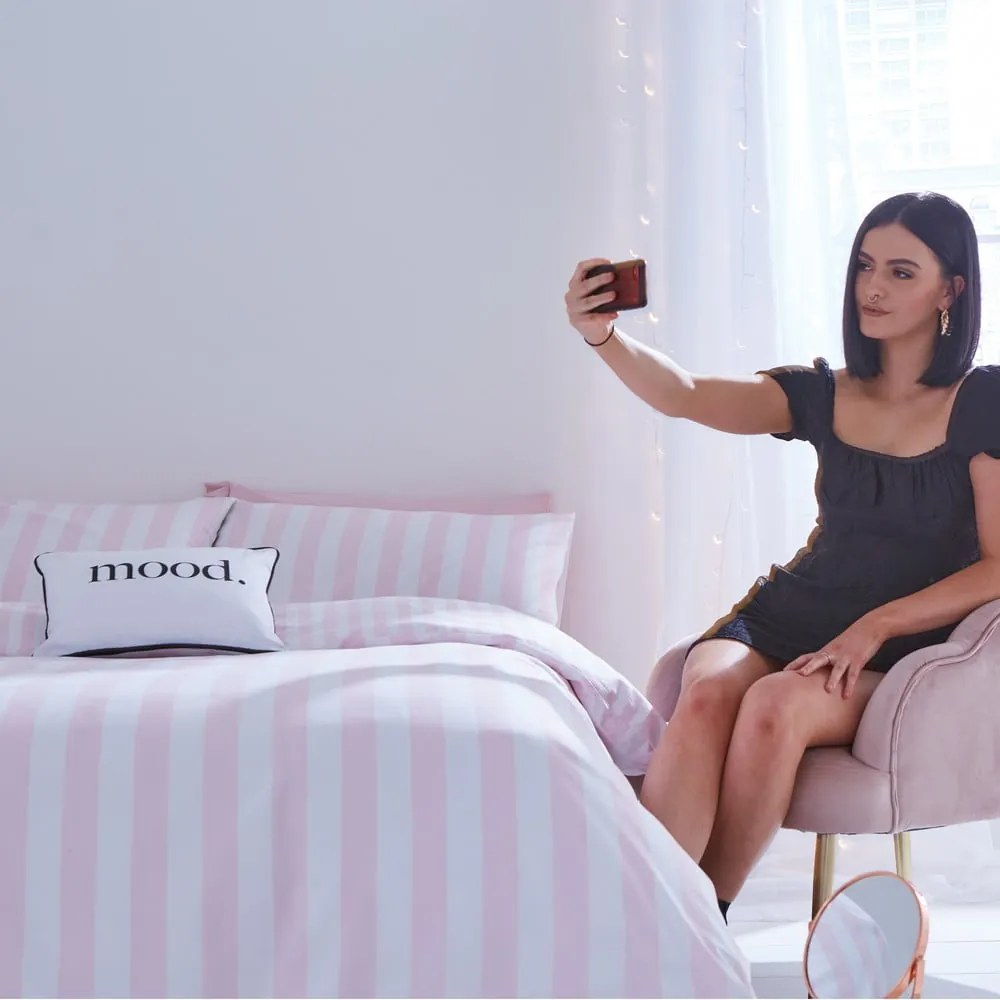 Biele/ružové obliečky na jednolôžko 135x200 cm Stripe Tease – Sassy B