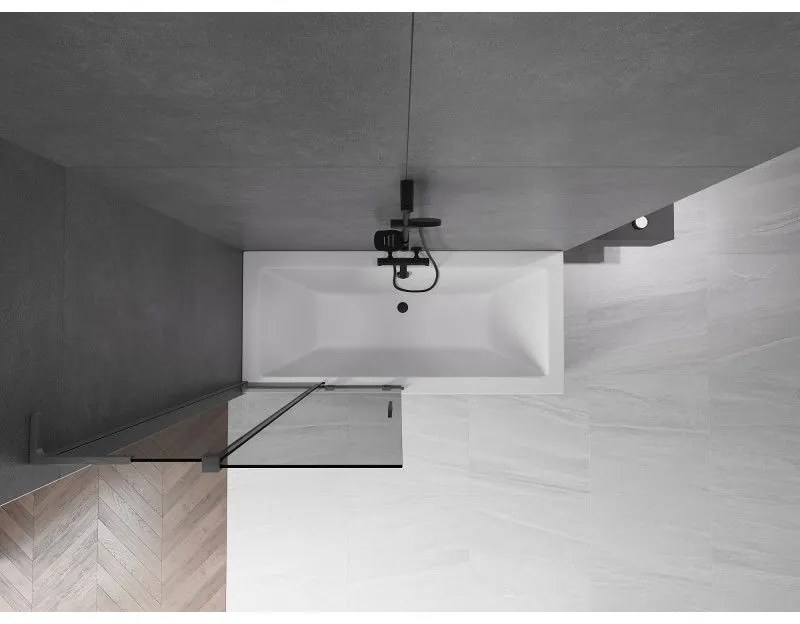 Mexen Velar L, 2-krídlová posuvná vaňová zástena 90 x 150 cm, 8mm šedé sklo, brúsený grafit, 896-090-003-41-66