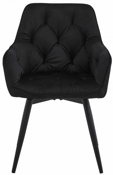 Set dvoch jedálenských otočných stoličiek JORK360 zamatové, čierne (čierne nohy) 2 ks