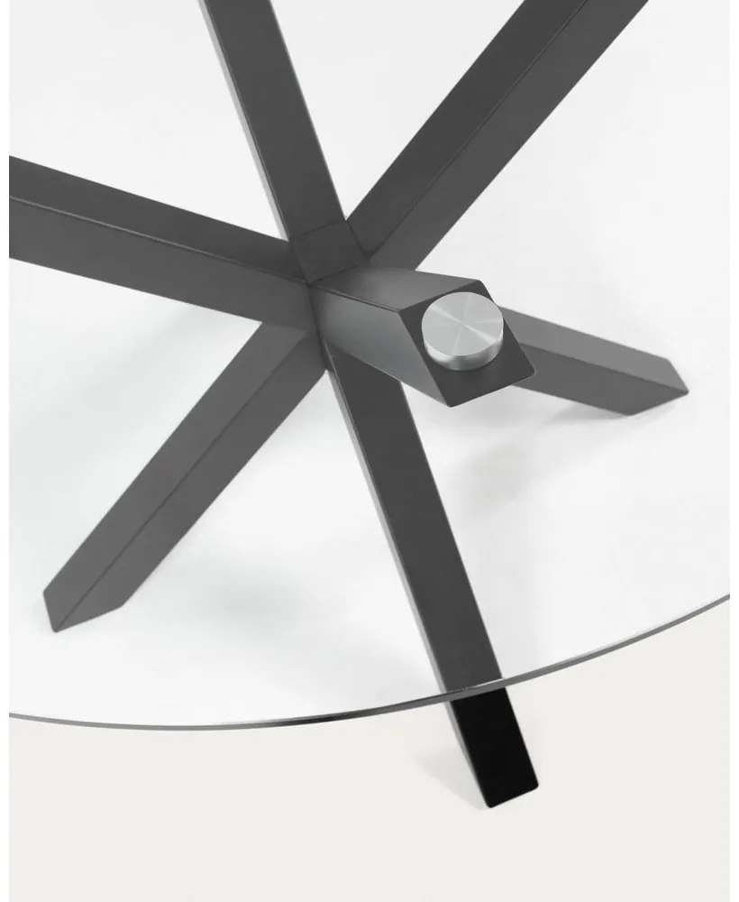 Čierny okrúhly konferenčný stolík so sklenenou doskou ø 82 cm Argo – Kave Home