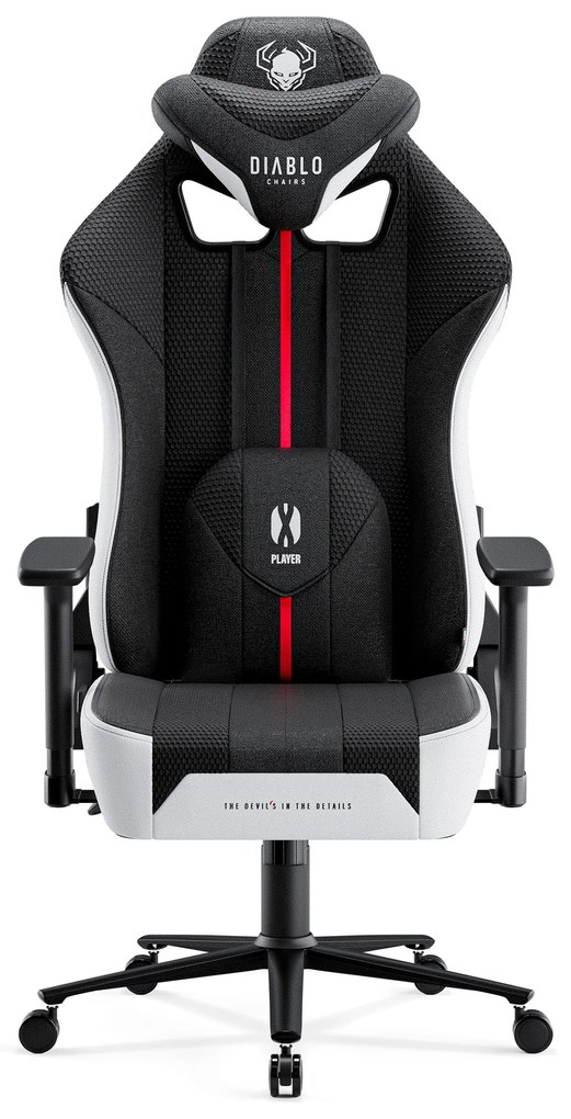 Látkové herné kreslo Diablo X-Player 2.0 King Size, bielo-čierne