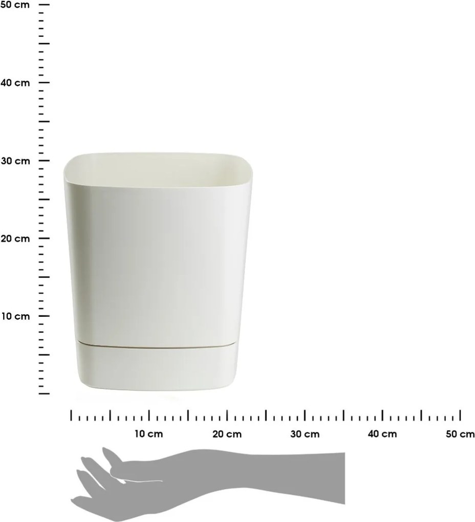 PLASTOVÝ KVETINÁČ CUBI 30X33 CM KRÉMOVÁ