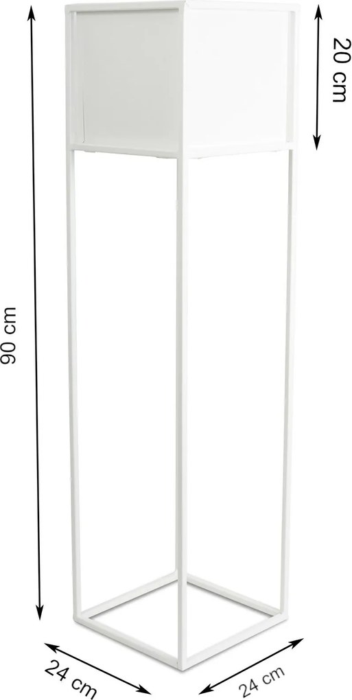 KOVOVÝ KVETINÁČ SO STOJANOM PLAIN 90X24 CM BIELA
