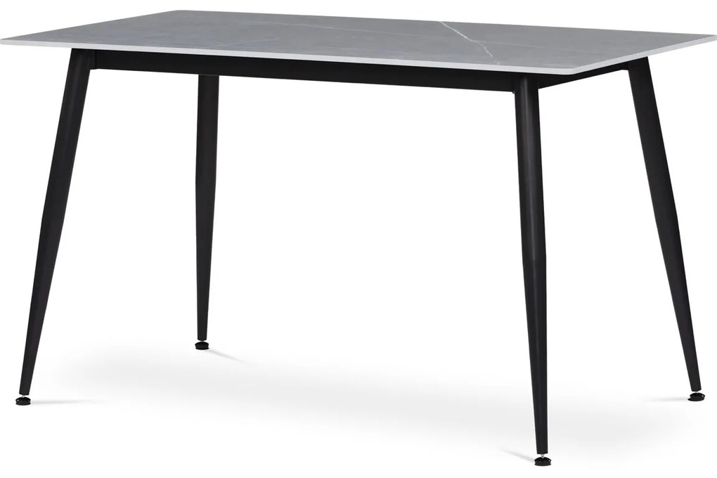 Autronic - Stůl jídelní 130x70x76 cm, deska slinutý kámen v imitaci matného mramoru, černé kovové nohy - HT-403M GREY