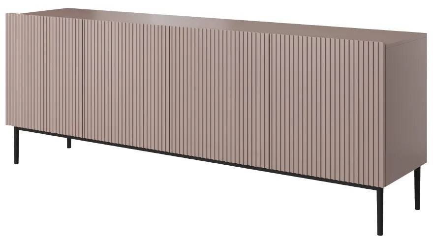 Komoda Nicole 200 cm - staroružová MDF / čierne nožičky