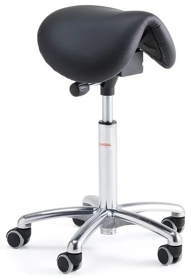 Sedlová kancelárska stolička DERBY, umelá koža, čierna