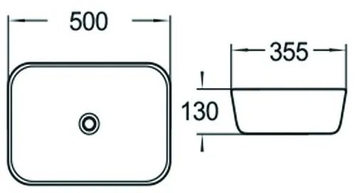 Mexen Luna, keramické umývadlo na dosku 50x35 cm, biela, 21635000