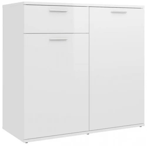 vidaXL Komoda lesklá biela 80x36x75 cm drevotrieska-