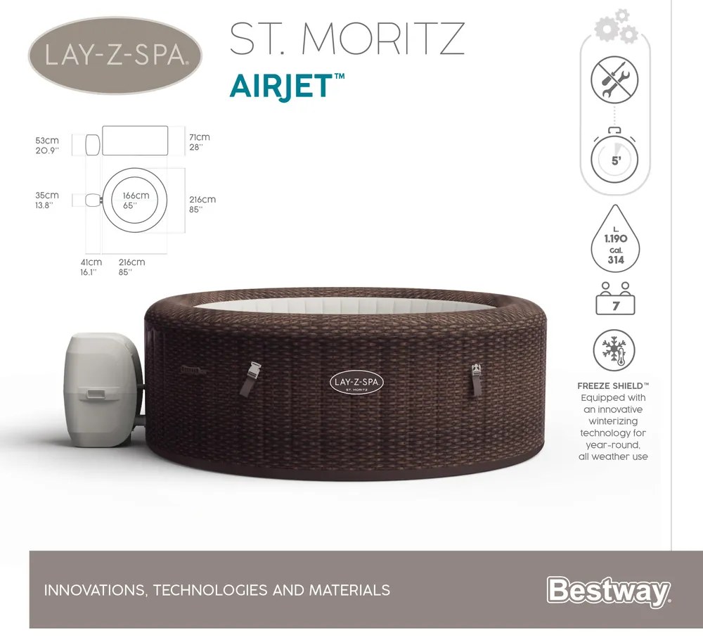 Bestway LAY-Z-Spa St.Moricz 1190l pre 7 osôb - 216 x 71 60023