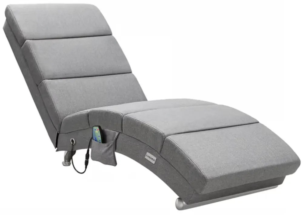 Leňoška LONDON s masážnou a vyhrievacou funkciou, 186×55×89cm, šedá Casaria