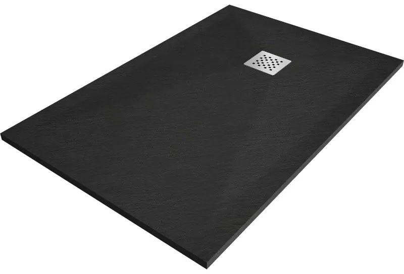 Mexen Stone+ kompozitná štvorcová sprchová vanička 100 x 70 cm, Čierna - 44707010