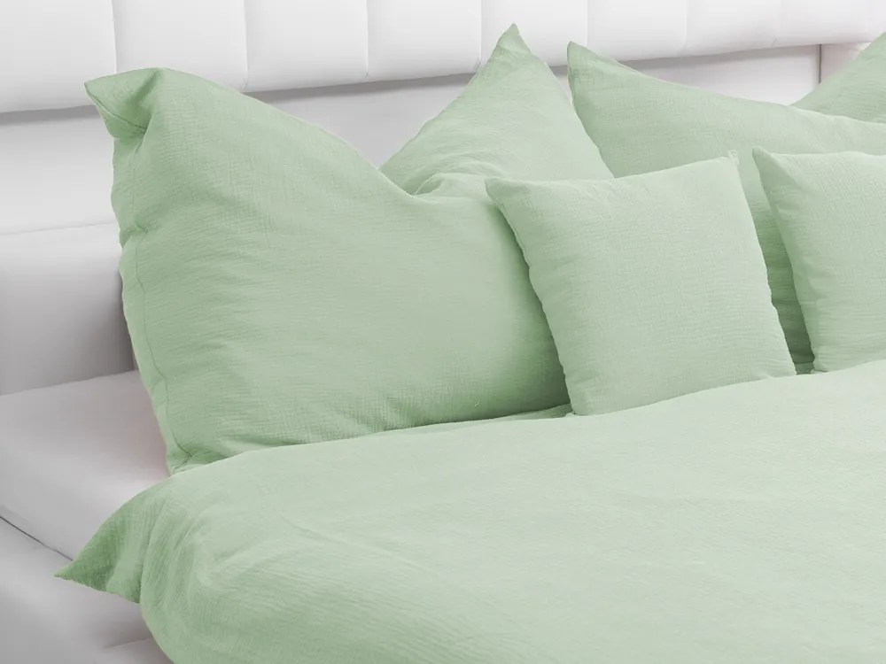 Biante Detské mušelínové posteľné obliečky do postieľky Nature MSN-002 Pastelovo zelené Do postieľky 100x135 a 40x60 cm