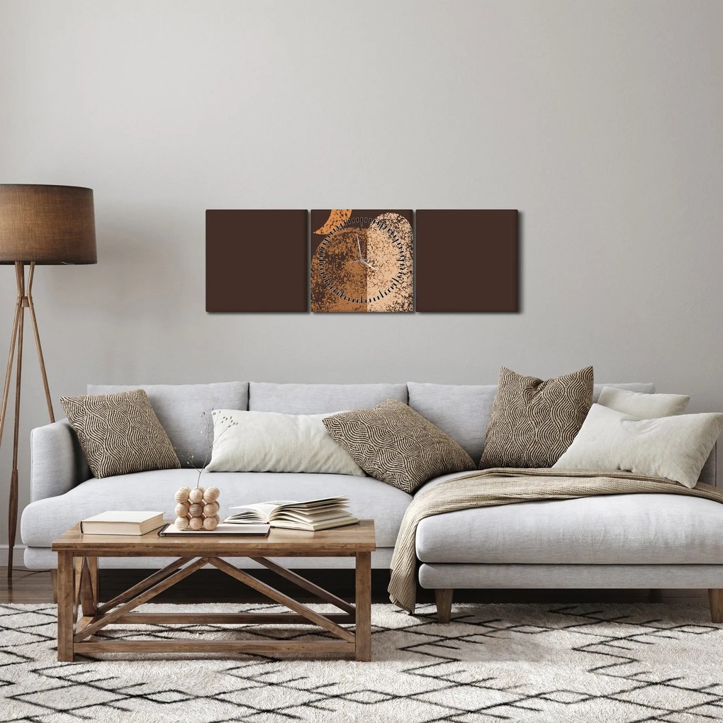 Obraz - Oranžové oblúky N⁰2 (s hodinami) (90x30 cm)