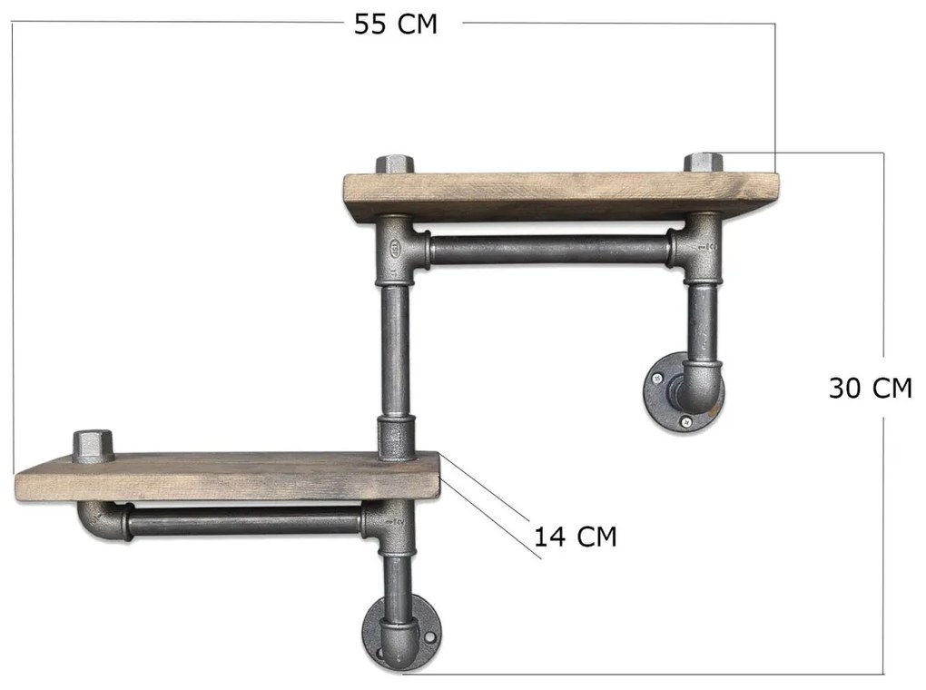 Nástenná polica BoruRaf XLI smrek/čierna