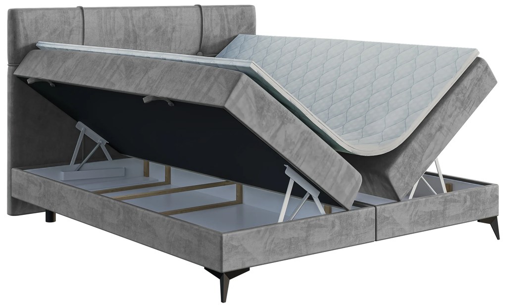 Manželská posteľ boxspring 200 cm Nivela (betón) (s matracom a úl. priestorom). Akcia -20%. Vlastná spoľahlivá doprava až k Vám domov. 1054615