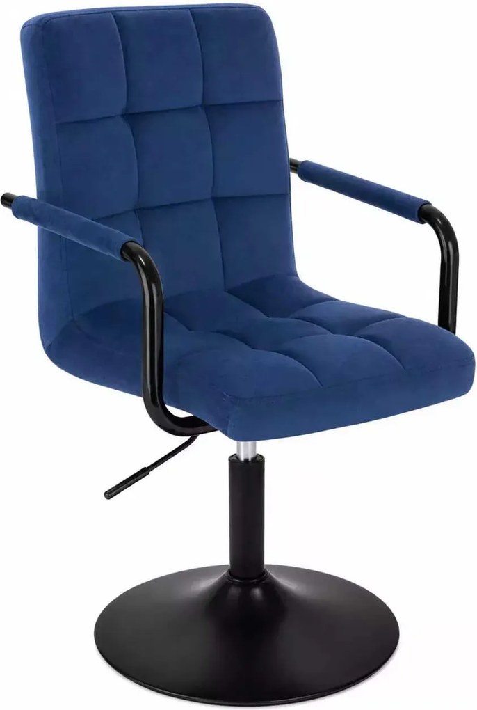 LuxuryForm DESIGN Otočná stolička VERONA BLACK VELUR na čiernom tanieri - modrá