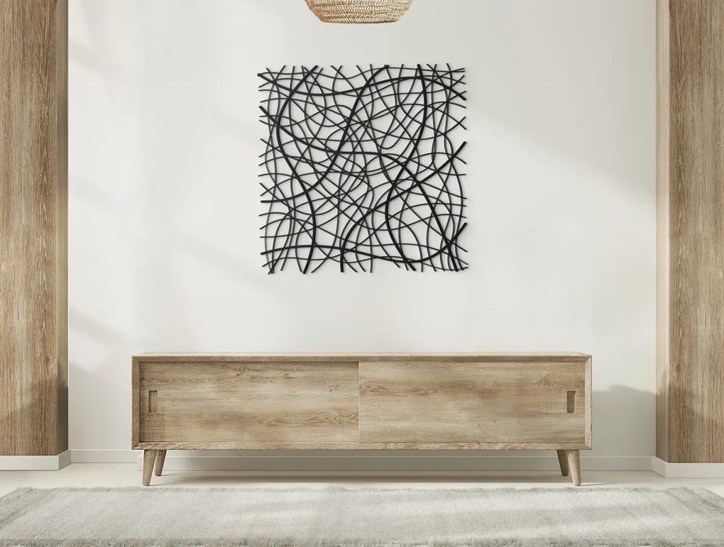 drevko Abstraktný obraz na stenu Prepletance Rozmer obrazu: 32,5 x 32,5 cm, Farba dekorácie: Čierna