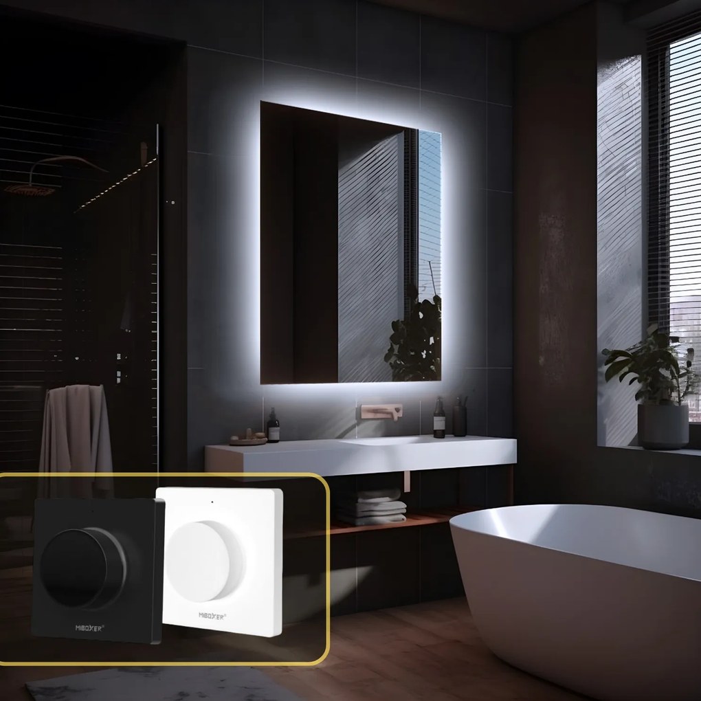 LED zrkadlo Romantico 50x70cm studená biela - diaľkový ovládač Farba diaľkového ovládača: Čierna