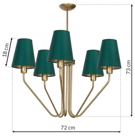 Luster na tyči VICTORIA 5xE27/60W/230V zelená
