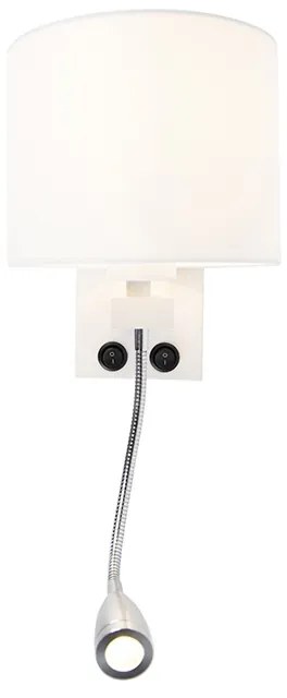 Moderná nástenná lampa biela s bielym tienidlom - Brescia