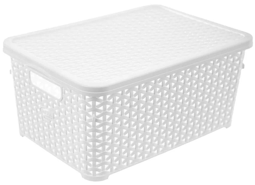 S - Úložný box, ratanový košík, HOBBY s vekom, biely 6 l - 29 x 20 x 13 cm