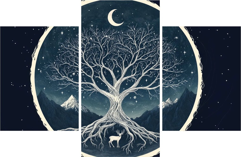 Obraz – Magický strom s jeleňom II. (90x60 cm)