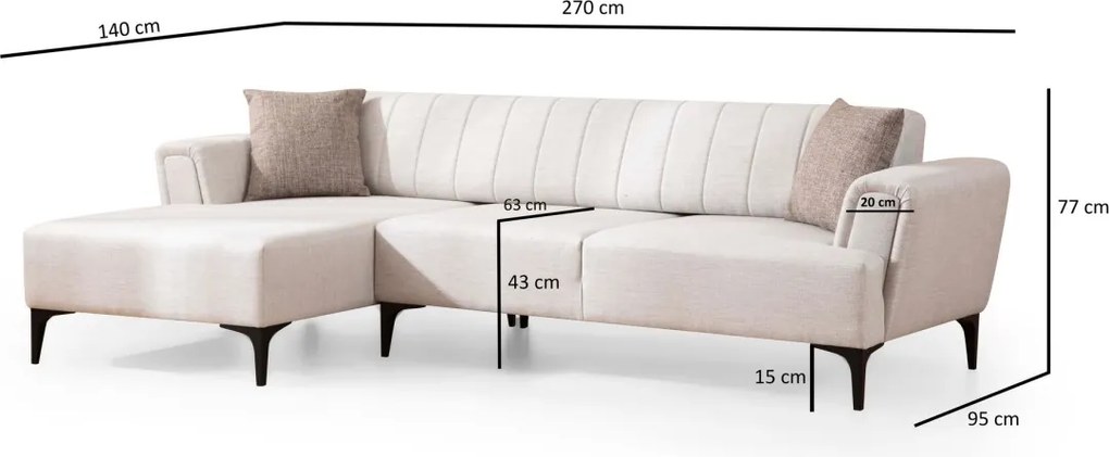 Rohová sedacia súprava Hamlet 270 cm ecru ľavá