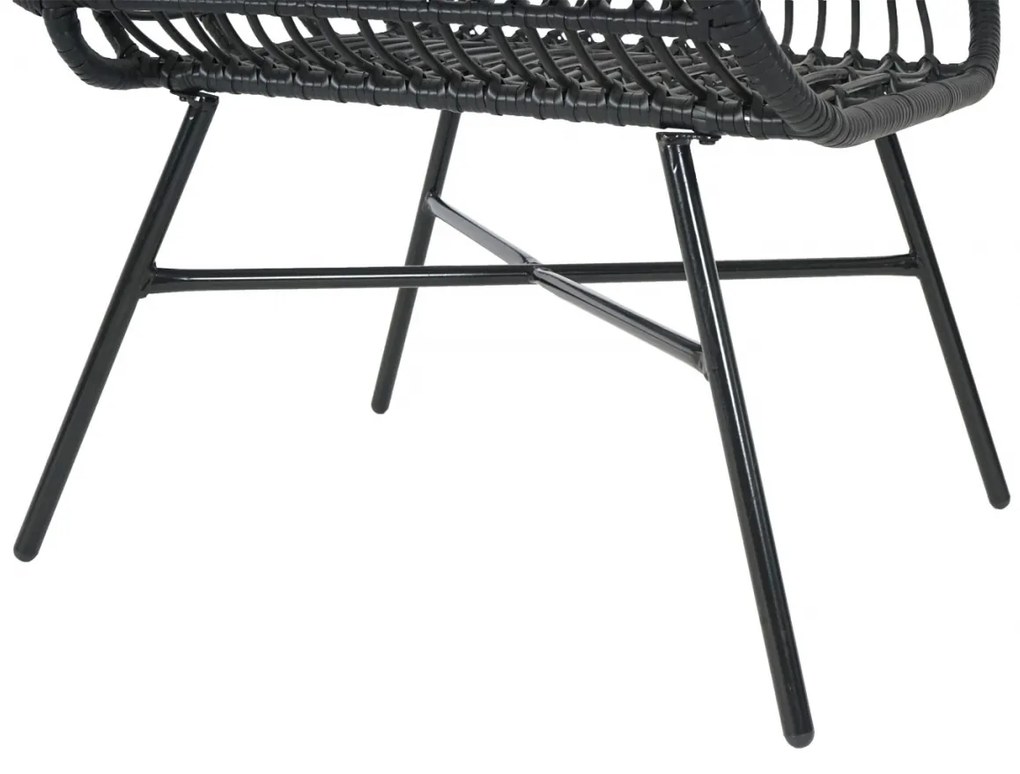 Kreslo s podnožkou HWC-G17b, polyratan - antracit, vankúš antracit