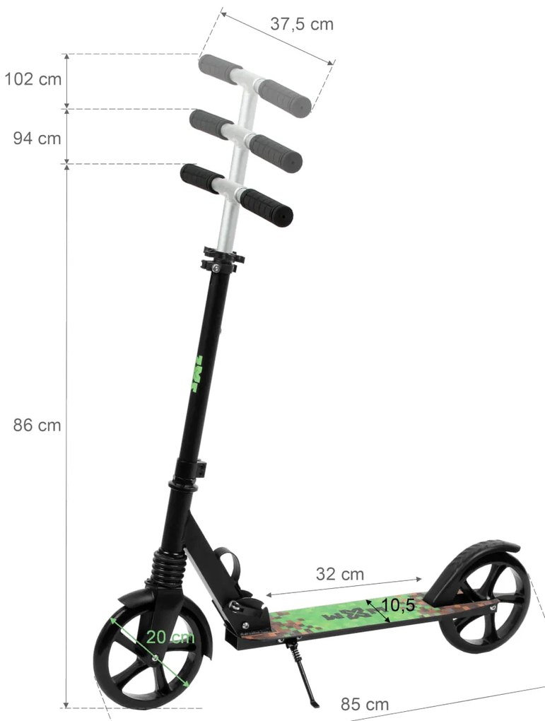 Kidwell Skladacia mestská kolobežka WXM DRIFF, 200 mm, ABEC-7, nosnosť 100 kg