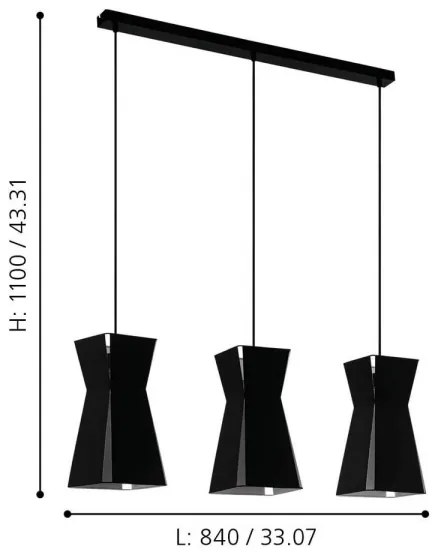 Eglo 99083 - Luster na lanku VALECROSIA 3xE27/40W/230V