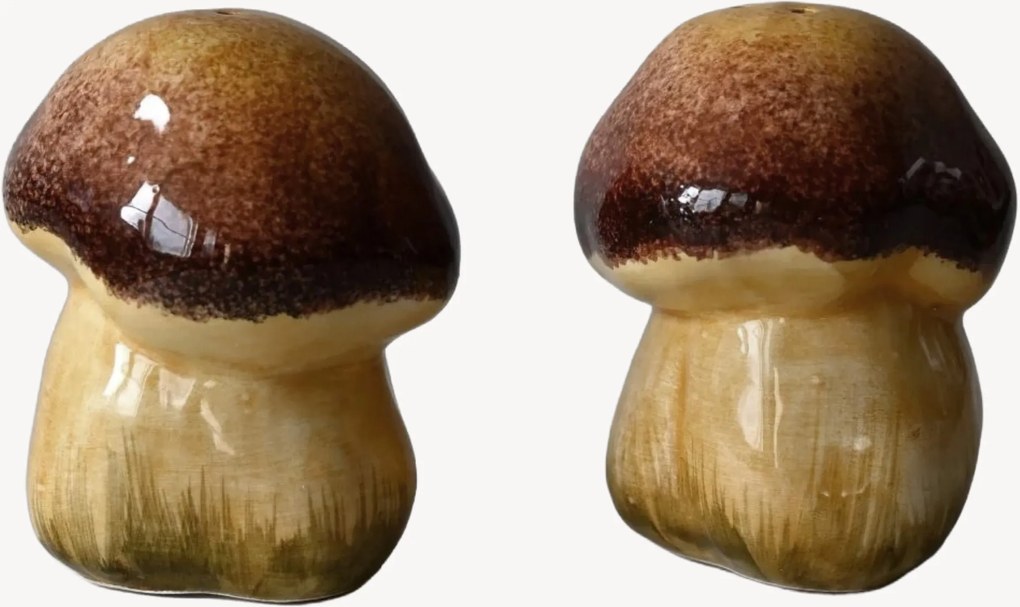 Ručne maľovaná soľnička a korenička Mushroom, 2 ks