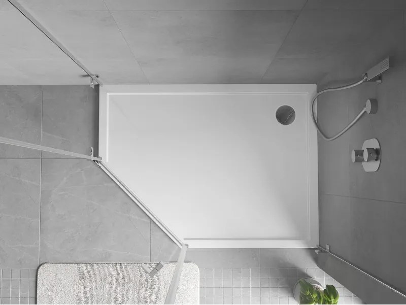 Mexen Flow Slim, pravostranná päťuholníková sprchová vanička slim 100 x 90 cm, biela lesklá, 46P109010R