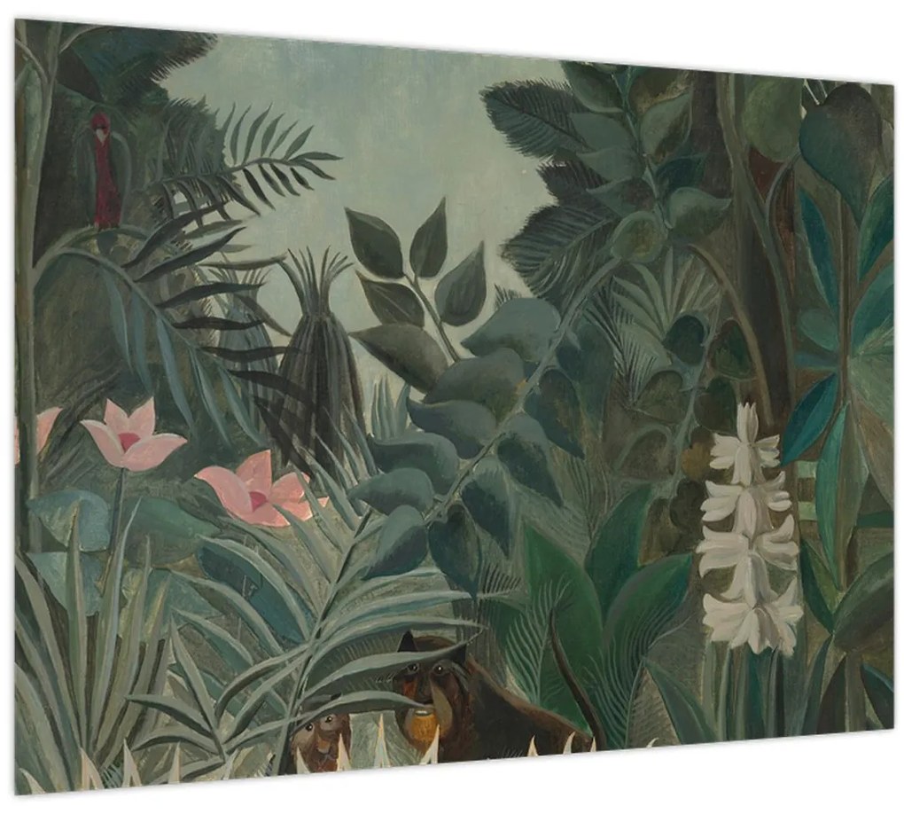 Sklenený obraz - Henri Rousseau, The Equatorial Jungle, reprodukcia (70x50 cm)