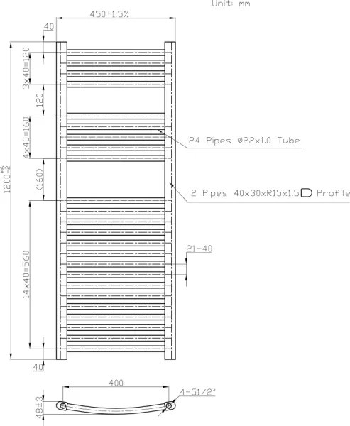 Novaservis - Kúpeľňový rebríkový radiátor 490W/230V 120x45 cm biely zaoblený
