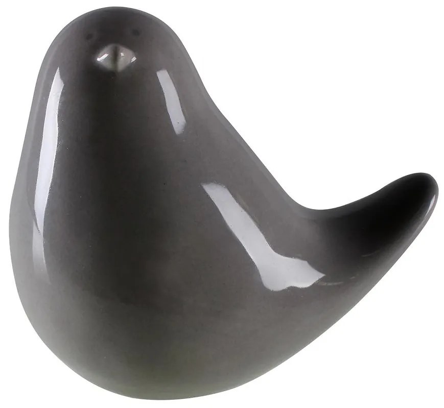 Keramická figúrka vrabec 8 cm šedá