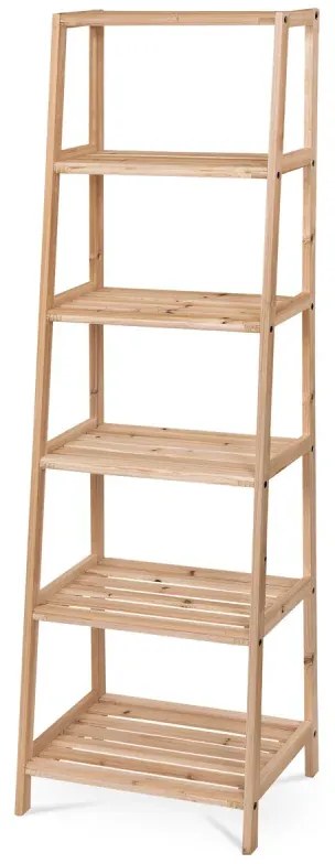 Regál dřevěný, 6 polic, jedlové dřevo, přírodní odstín
