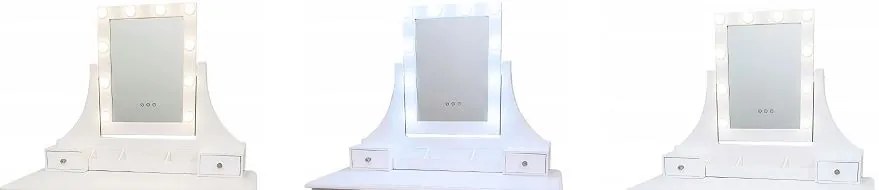 Bestent Toaletný stolík LED zrkadlo a biela taburetka
