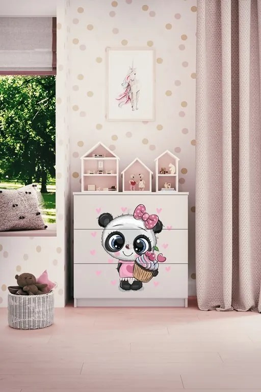 Detská komoda BABYDREAMS Panda biela