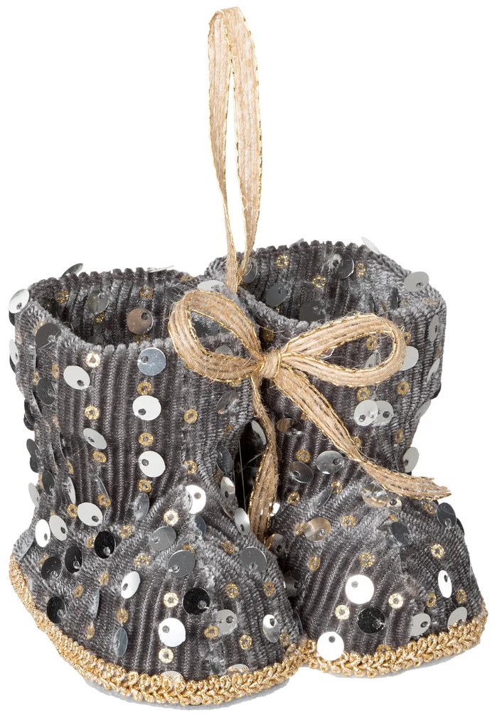 VIANOČNÁ DEKORÁCIA BOOTS SADA 12KS 10X7 CM STRIEBORNÁ