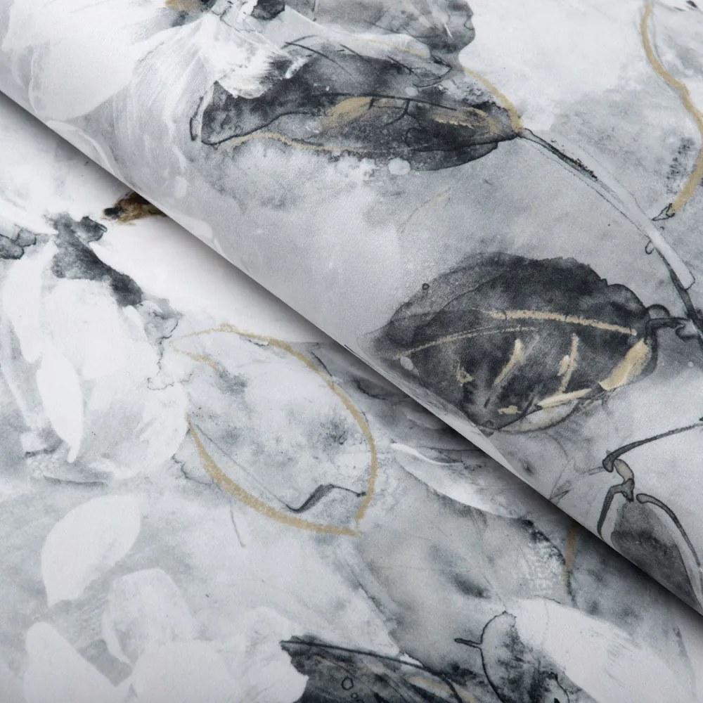 Biante Zamatový štvorcový obrus Tamara TMR-006 Designové kvety na sivom 80x80 cm