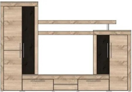 Obývacia stena Boom, dub sonoma, s osvetlením