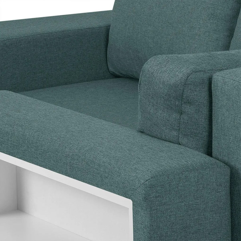 Rozkládací rohová sedací souprava MODO3 + 2 Taburety Zelená