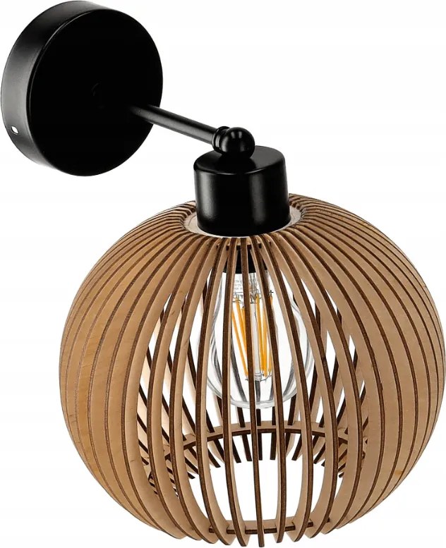 LED nástenná lampa drevená E27