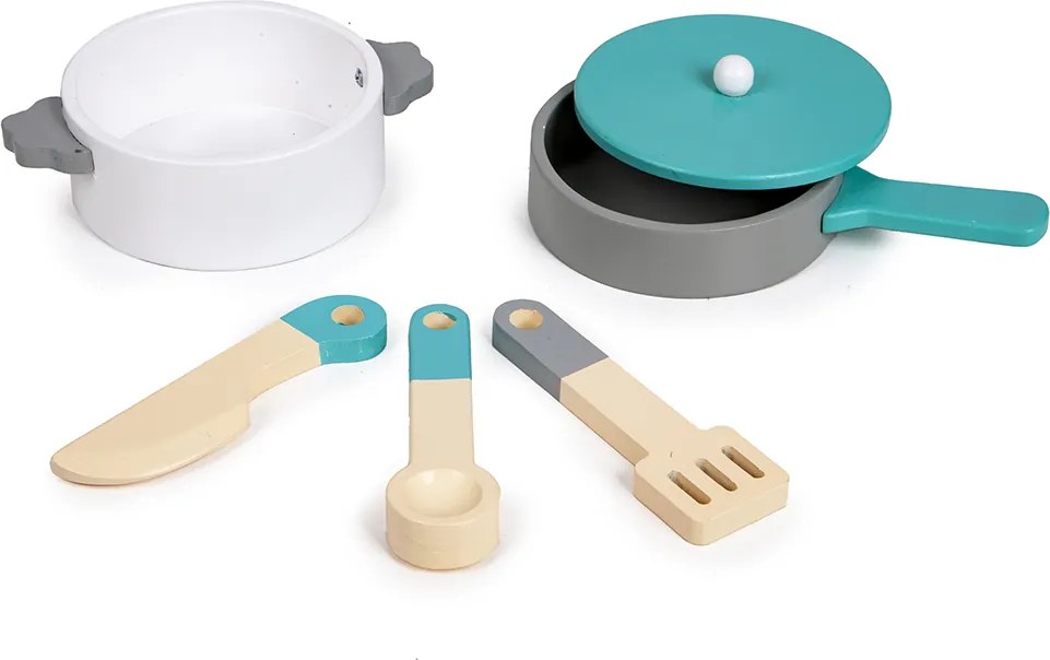 Drevená kuchynka ECOTOYS veľká s príslušenstvom (rúra, mikrovlnka, chladnička, práčka)