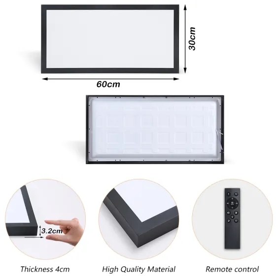 Brilagi - LED stmievateľné svietidlo FRAME SMART LED/30W/230V čierne IP44 + diaľkové ovládanie