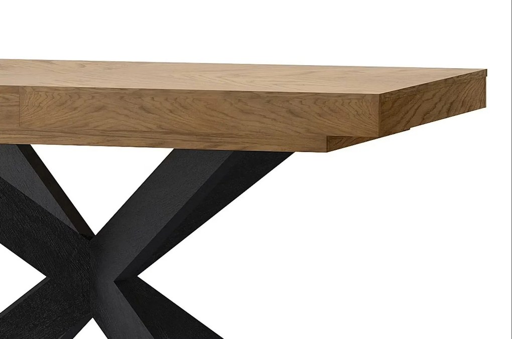 Jedálenský rozkladací stôl Cozy 39 z masívu 160/210 cm dub Rustikal/čierny